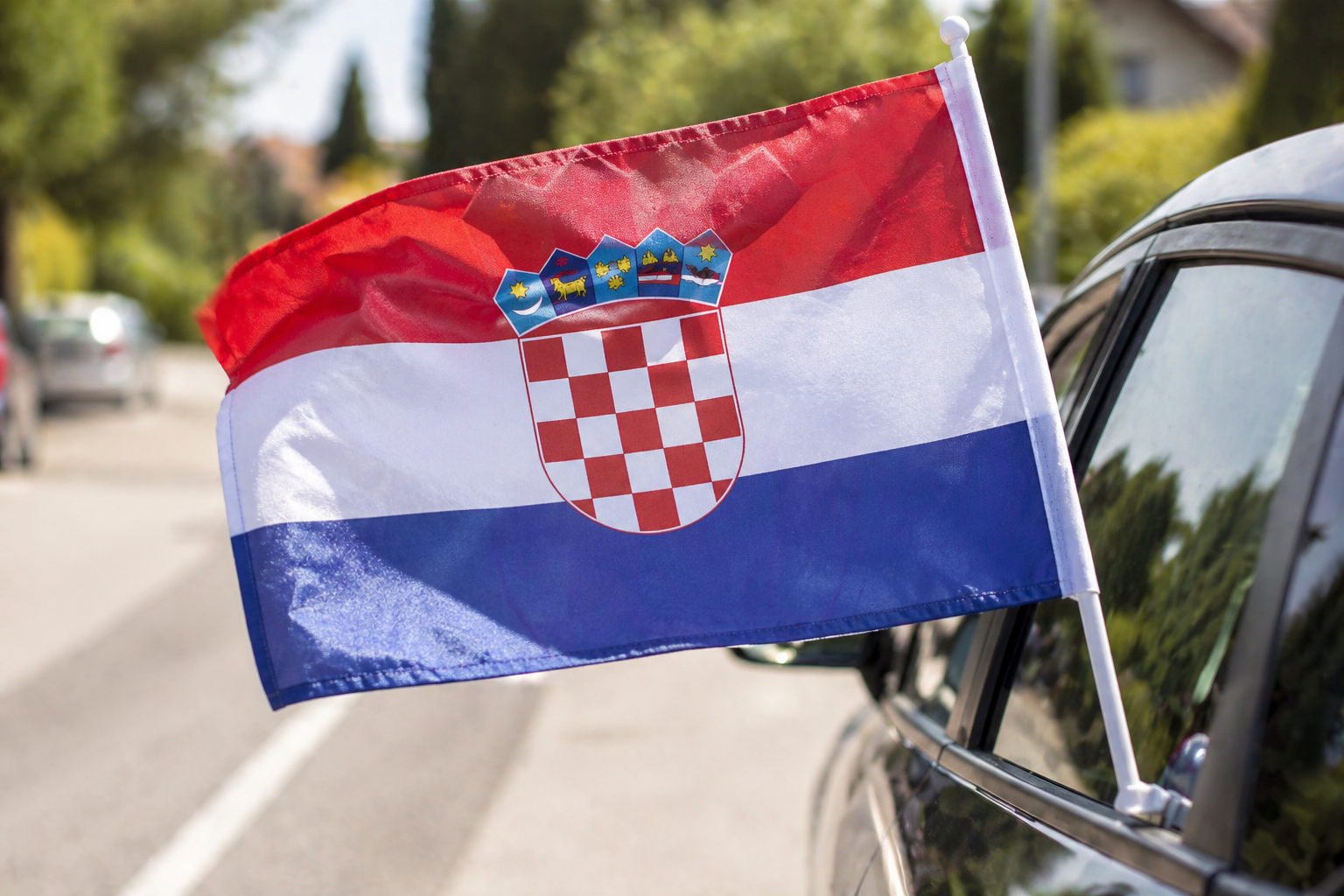 Kroatien WM 2026 Auto Flagge mit elastischer Befestigung