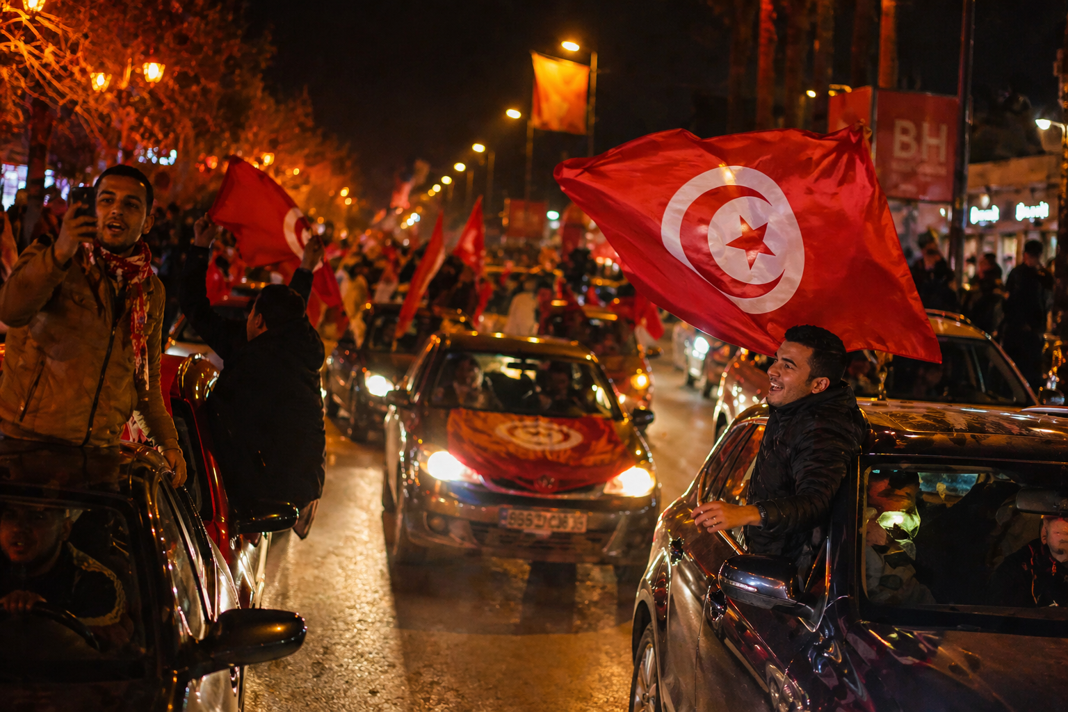 Tunesien WM 2026 Auto Flagge mit elastischer Befestigung